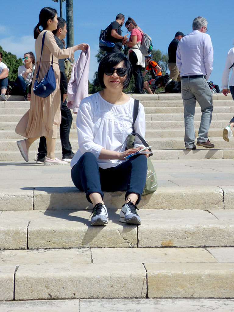 Josie on the Tower Steps