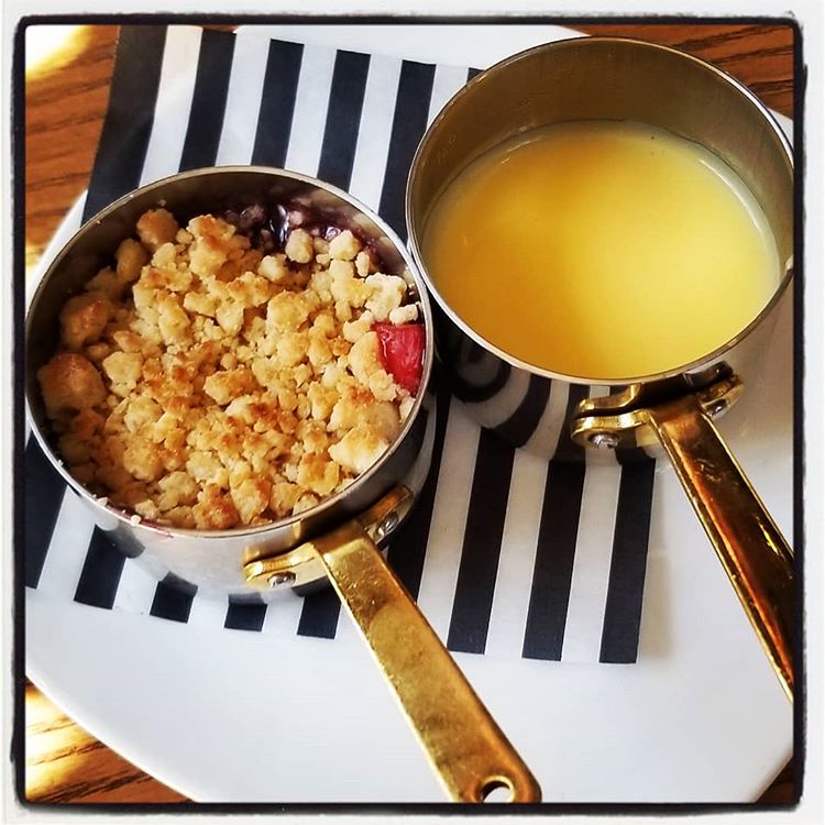 Sheep Heid Inn — Mini crumble and custard dessert